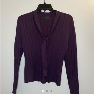 Dark purple sweater with tie in front